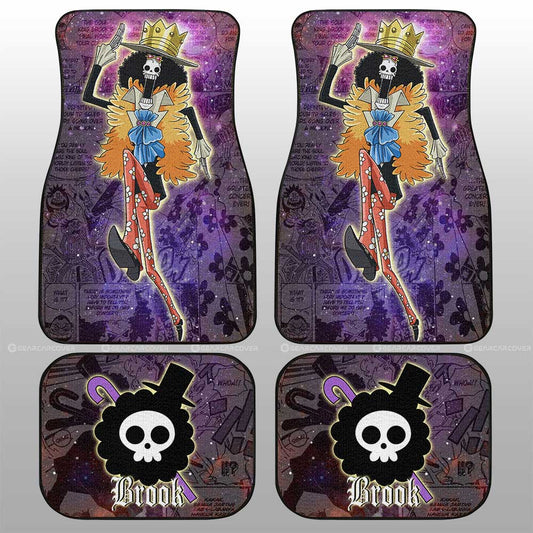 One Piece Car Mats Brook Graphic Manga Pattern Galaxy Car Floor Mats Purple