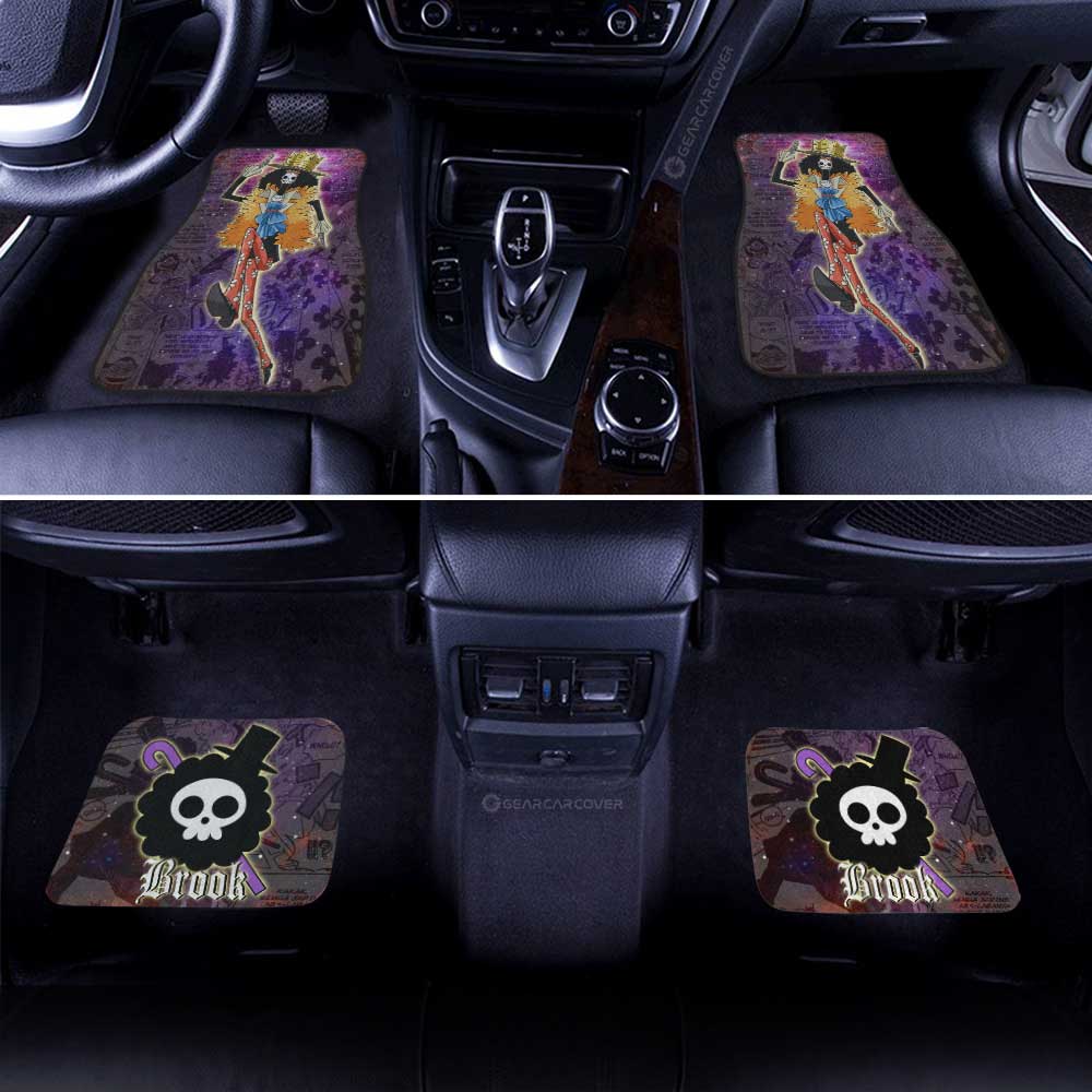 One Piece Car Mats Brook Graphic Manga Pattern Galaxy Car Floor Mats Purple