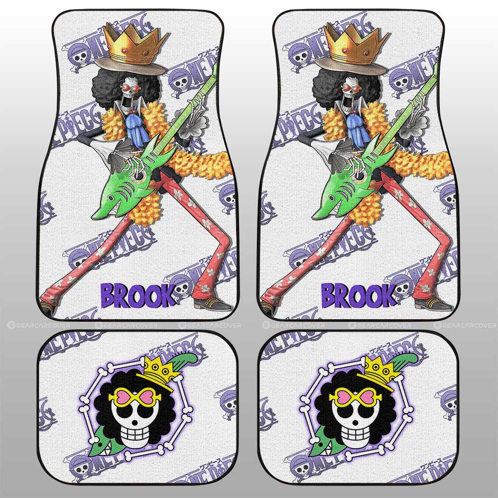 One Piece Car Mats One Piece Brook Graphic Jolly Roger Symbol Car Floor Mats White Purple