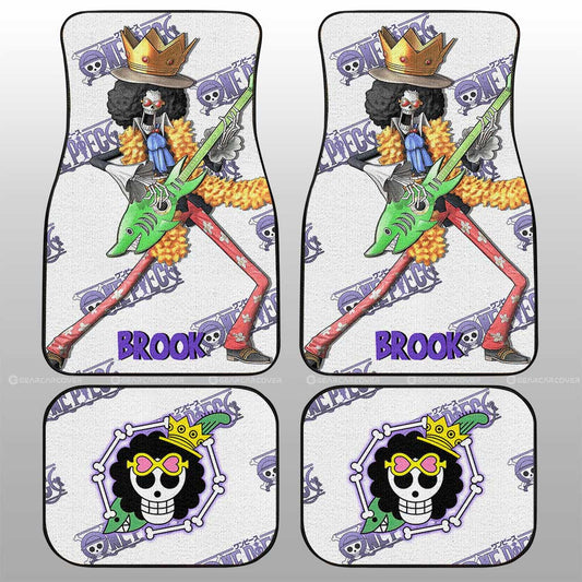 One Piece Car Mats One Piece Brook Graphic Jolly Roger Symbol Car Floor Mats White Purple