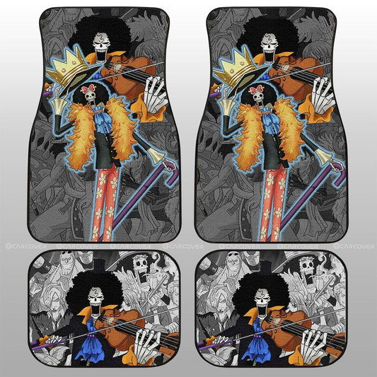One Piece Car Mats One Piece Brook Character Manga Pattern Car Floor Mats Orange Gray