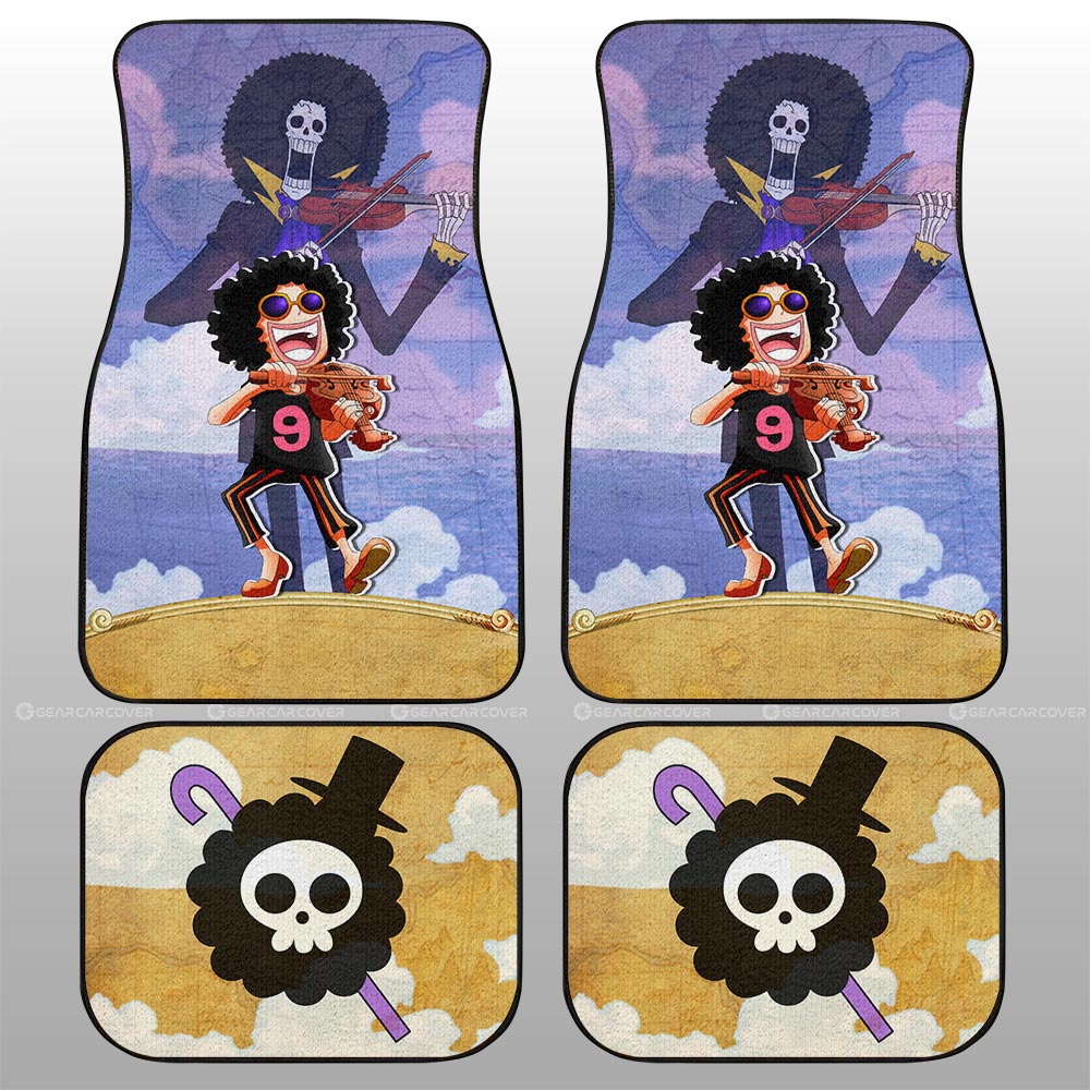 One Piece Car Mats Cute Young Brook Jolly Roger Symbol Car Floor Mats Colorful