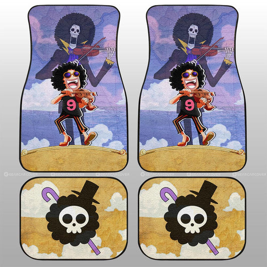 One Piece Car Mats Cute Young Brook Jolly Roger Symbol Car Floor Mats Colorful