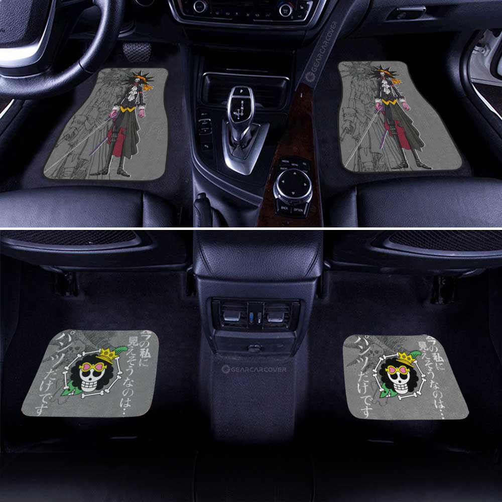 One Piece Car Mats Cool Brook Graphic Jolly Roger Symbol Car Floor Mats Gray