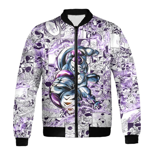 Dragon Ball Bomber Jacket Dragon Ball Frieza Character Manga Pattern Bomber White Purple Unisex