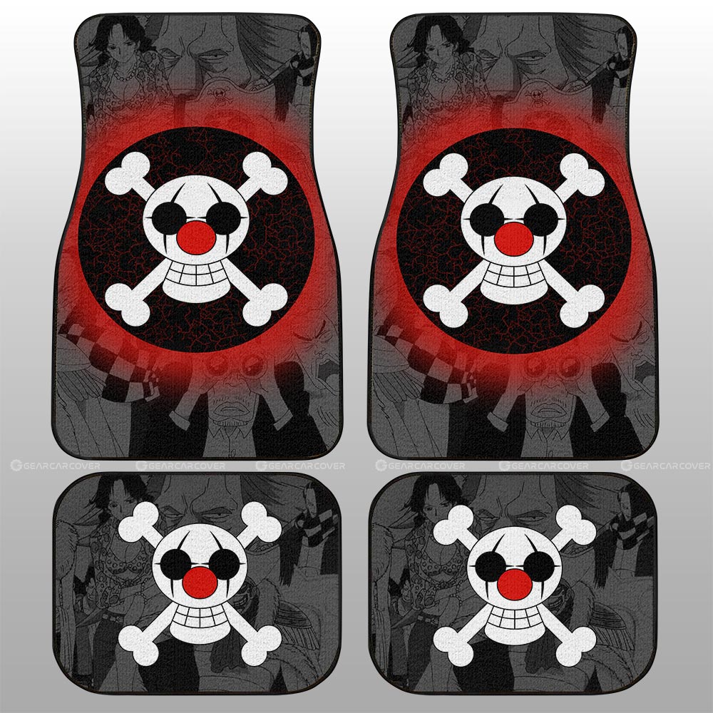 One Piece Car Mats One Piece Buggy Pirate Manga Pattern Car Floor Mats Gray White
