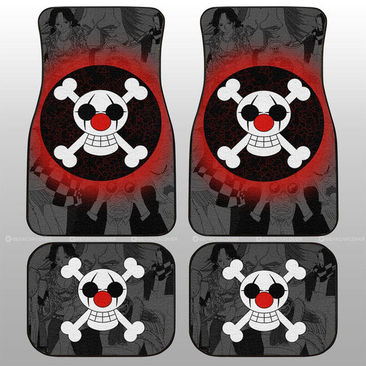 One Piece Car Mats One Piece Buggy Pirate Manga Pattern Car Floor Mats Gray White