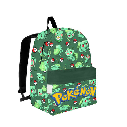 PKM Backpack Bulbasaur PKM Pokeball Pattern Backpacks Green