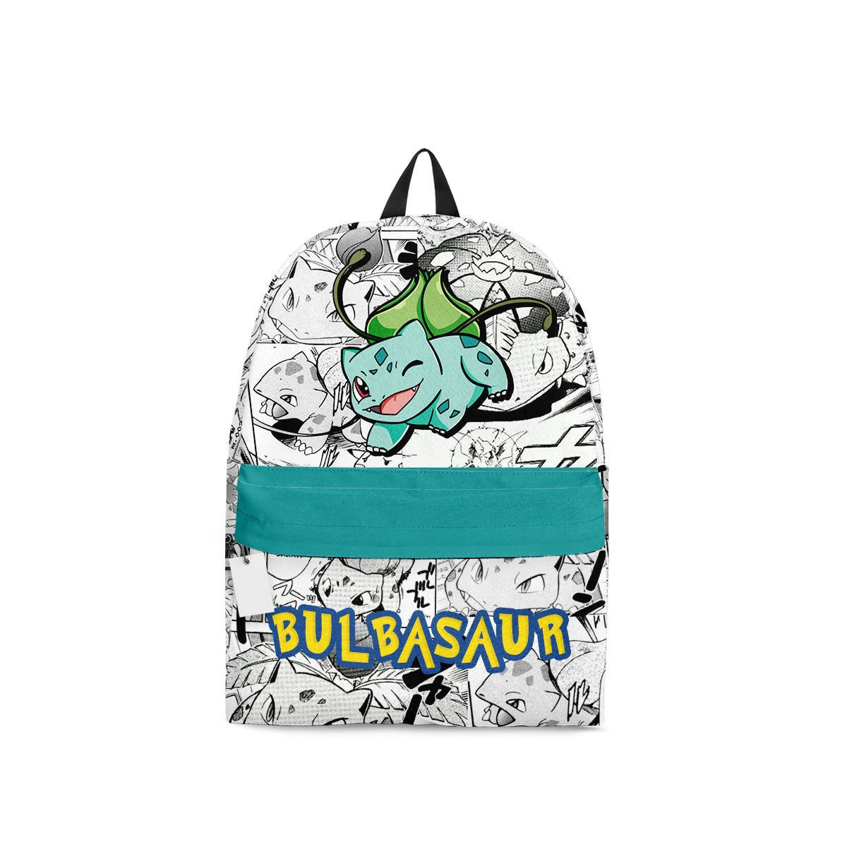 PKM Backpack Bulbasaur PKM Manga Pattern Backpacks Gray Green