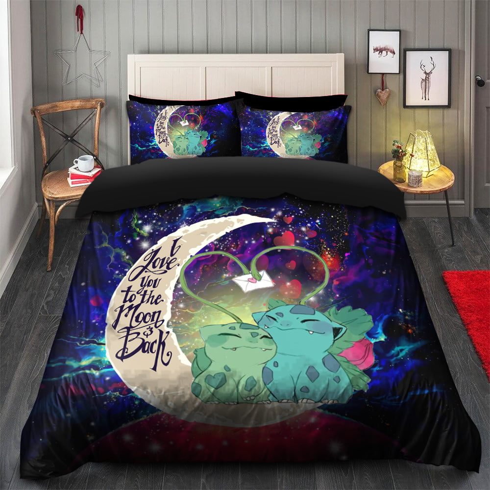 Bulbasaur Couple Love You To The Moon Galaxy Bedding Set