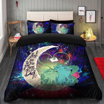 Bulbasaur Couple Love You To The Moon Galaxy Bedding Set