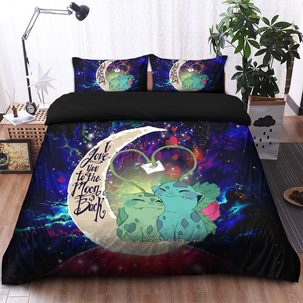 Bulbasaur Couple Love You To The Moon Galaxy Bedding Set