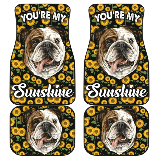 Dog Car Floor Mats Cute Pull Dog You're My Sunshine Sunflower Pattern Car Mats