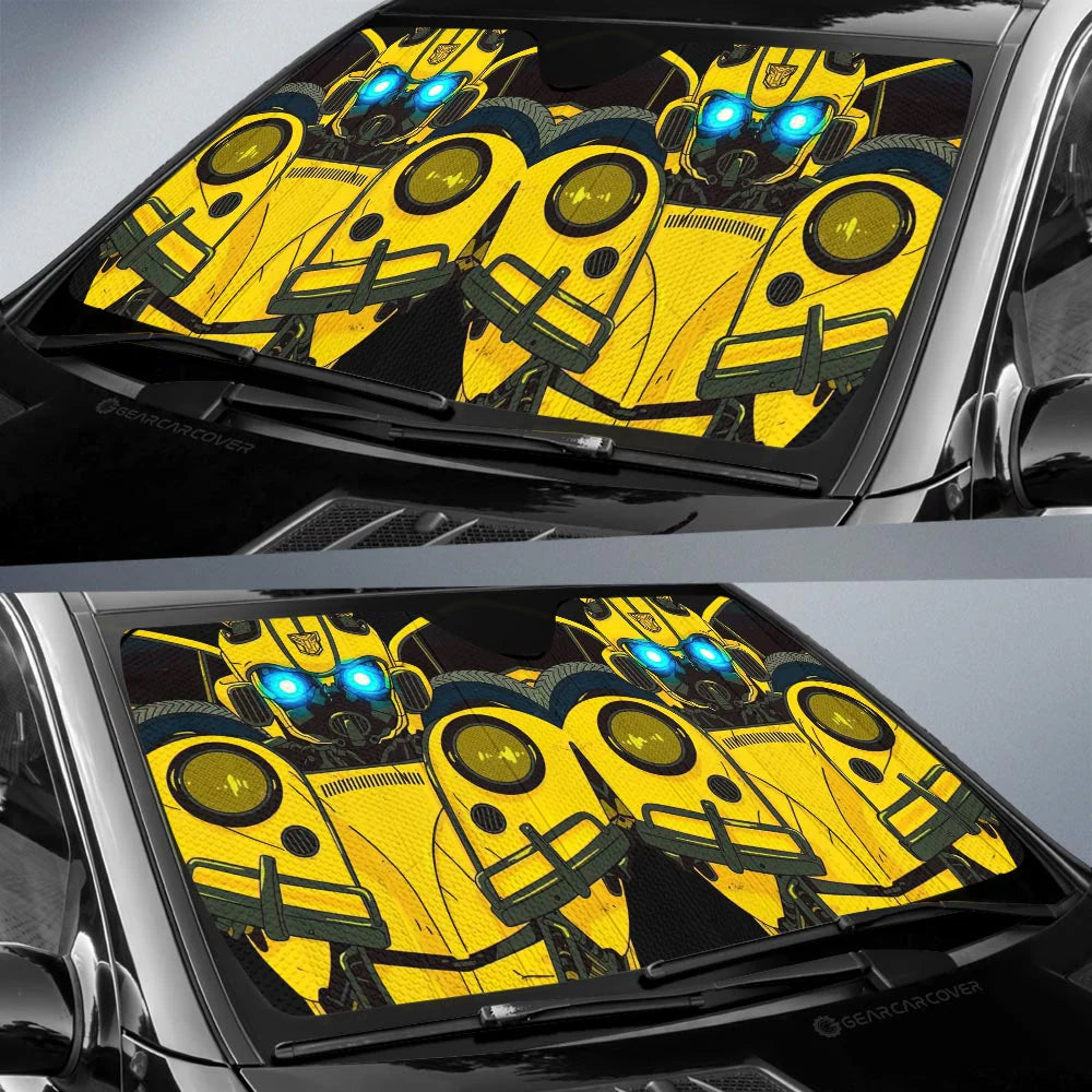 Transformer Car Sun Shade Transformer Bumblebee Character Graphic Winshield Sun Shade Yellow