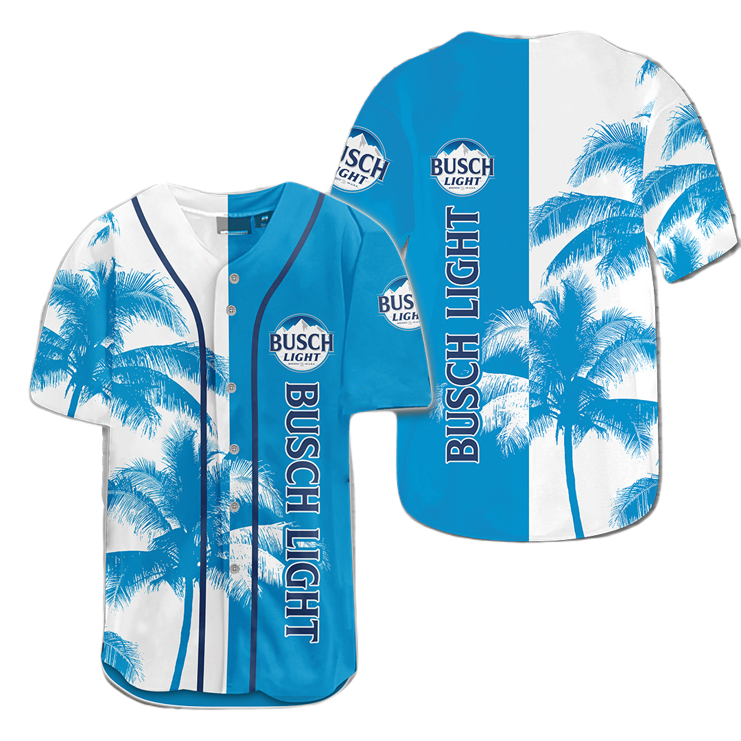 Busch Light Baseball Jersey Busch Light Palm Tree Jersey Shirt Blue Unisex