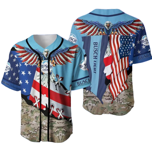 Busch Light Baseball Jersey Busch Light Beer Eage USA Flag Jersey Shirt Colorful Unisex