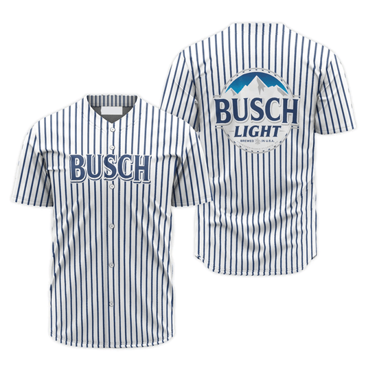 Busch Light Baseball Jersey Busch Light The Mountain Logo Jersey Shirt White Blue Unisex Adult New Release