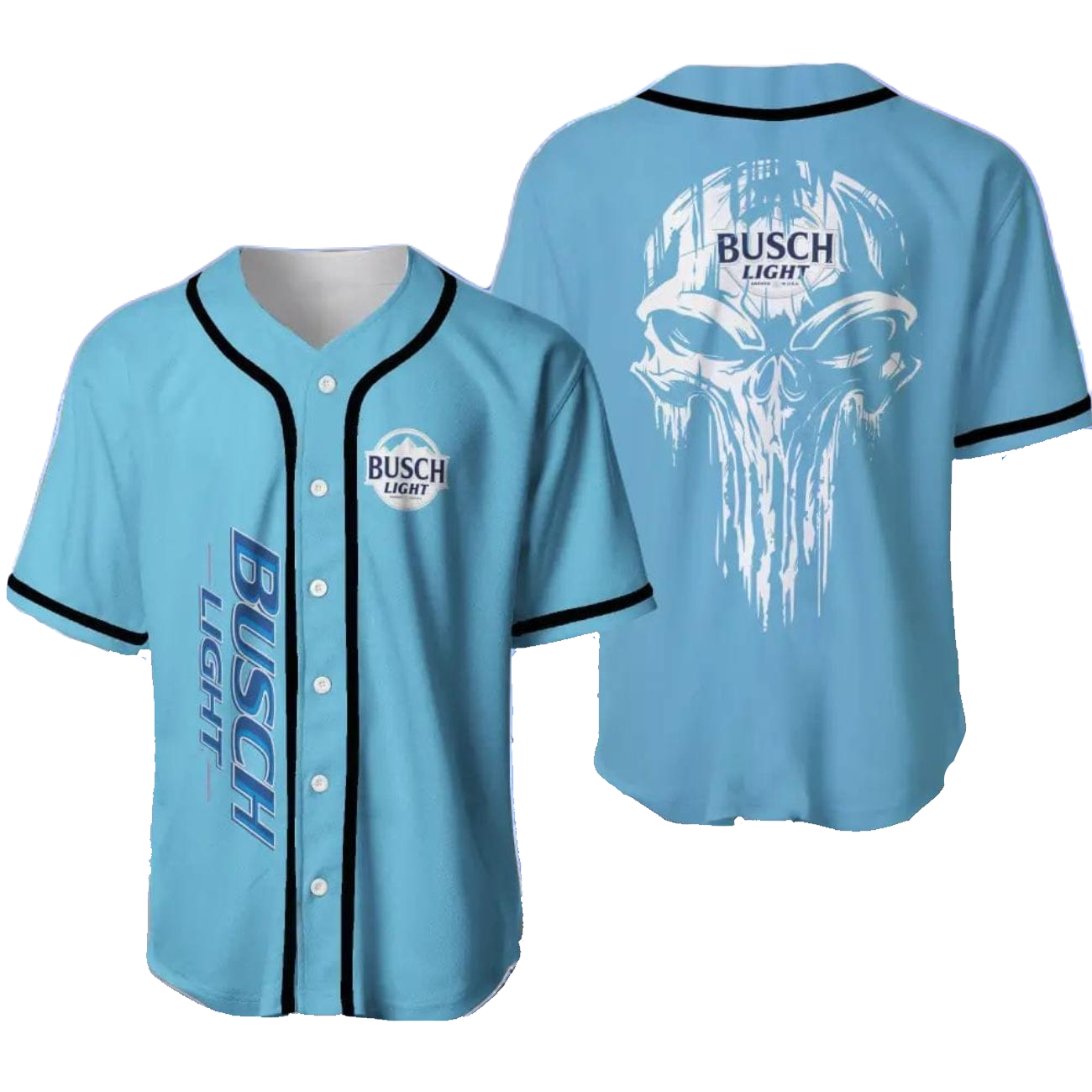 Busch Light Baseball Jersey Busch Light Punisher Skull Jersey Shirt Blue Unisex