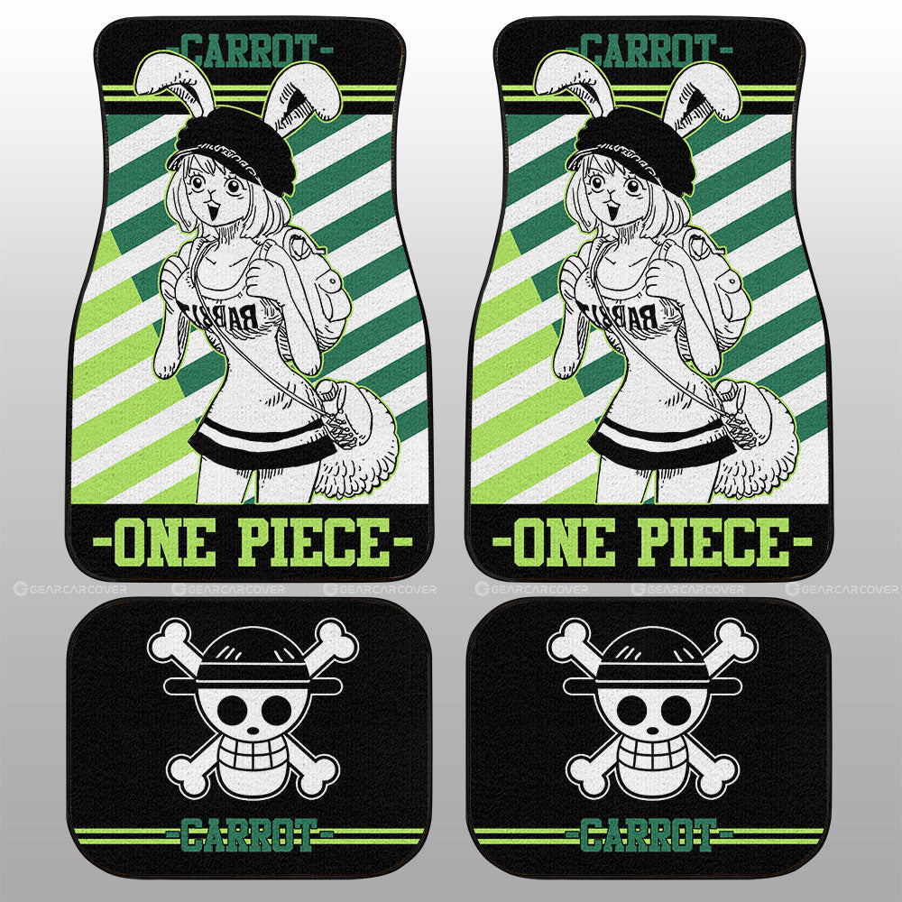 One Piece Car Mats One Piece Cute Carrot Graphic Straw Hat Jolly Roger Car Floor Mats Black Green