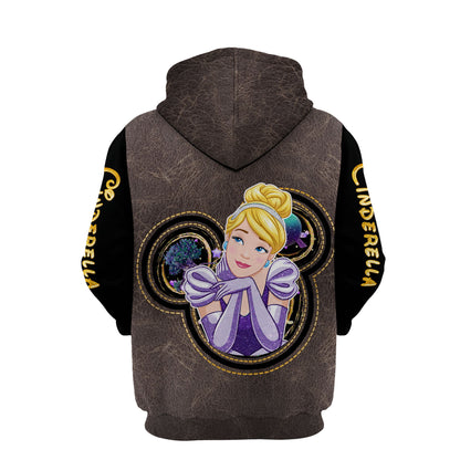 DN Hoodie DN Princess Cinderella 100 Years Of Wonder Hoodie Black Brown Unisex