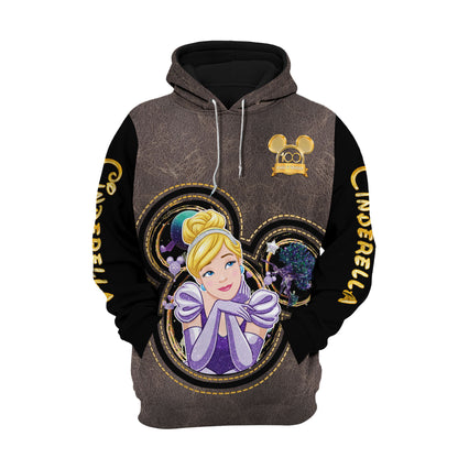 DN Hoodie DN Princess Cinderella 100 Years Of Wonder Hoodie Black Brown Unisex