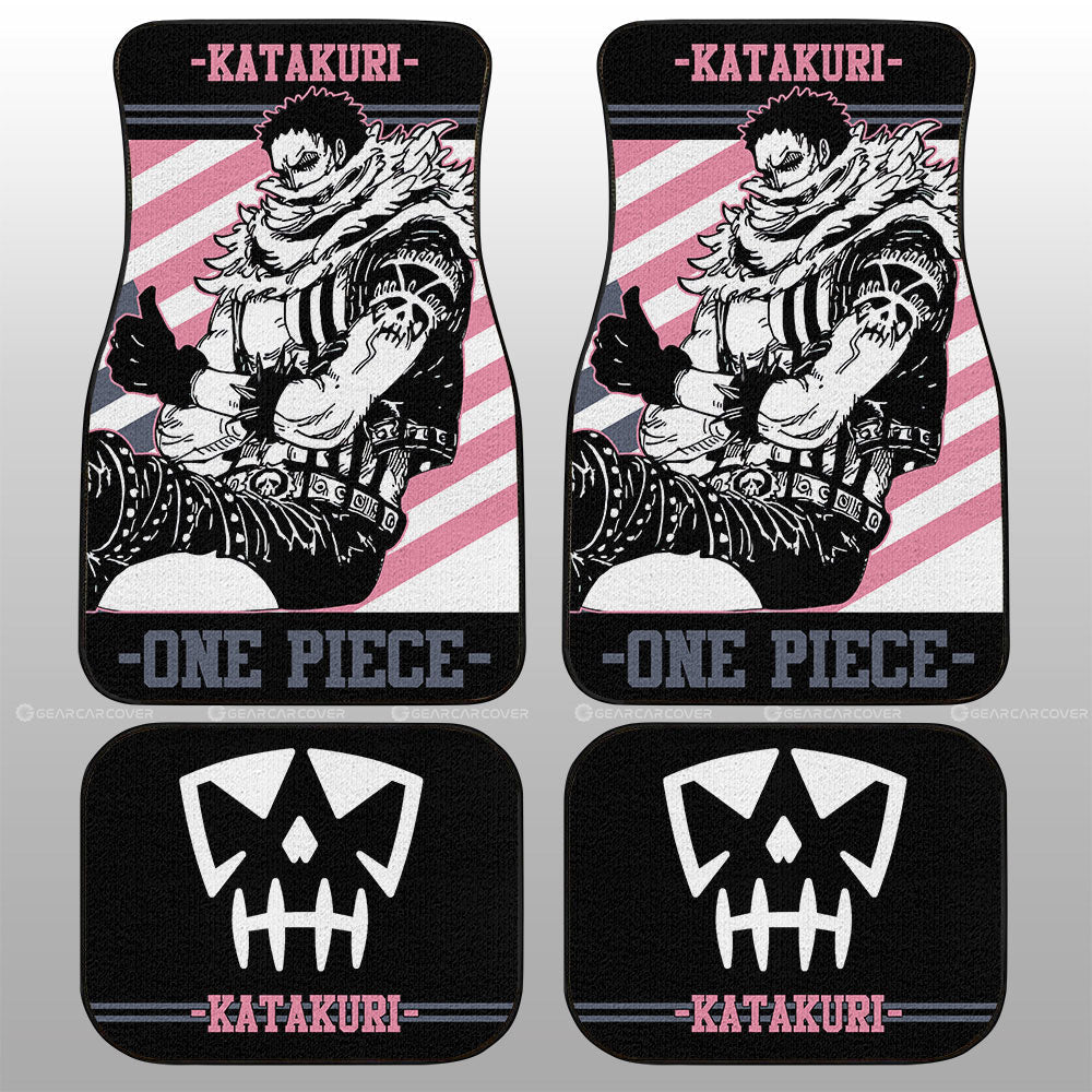 One Piece Car Mats One Piece Charlotte Katakuri Jolly Roger Symbol Car Floor Mats Black Pink