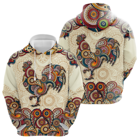 Chicken Hoodie Chicken Vintage Mandala Pattern Hoodie Colorful Unisex