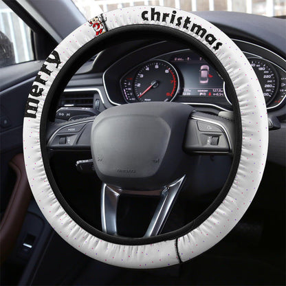 MM Steering Wheel Cover Merry Xmas MM Wearing Santa Clothes Driving Wheel Cover White