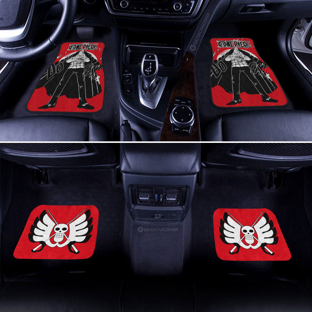 One Piece Car Mats One Piece Character Crocodile And Jolly Roger Symbol Car Floor Mats Red White