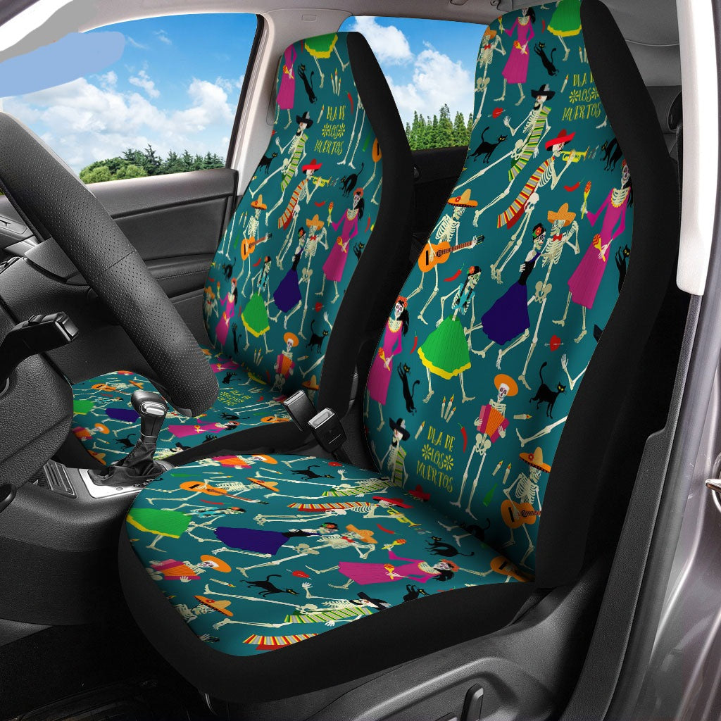 Mexican Car Seat Covers Skeletons Day Of The Dead Seat Covers Colorful