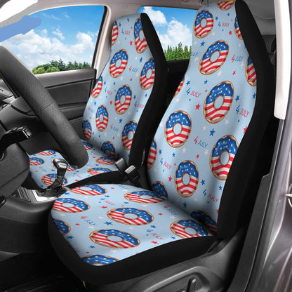 4th Of July Car Seat Covers 4th Of July Donut Pattern Seat Covers Blue Red