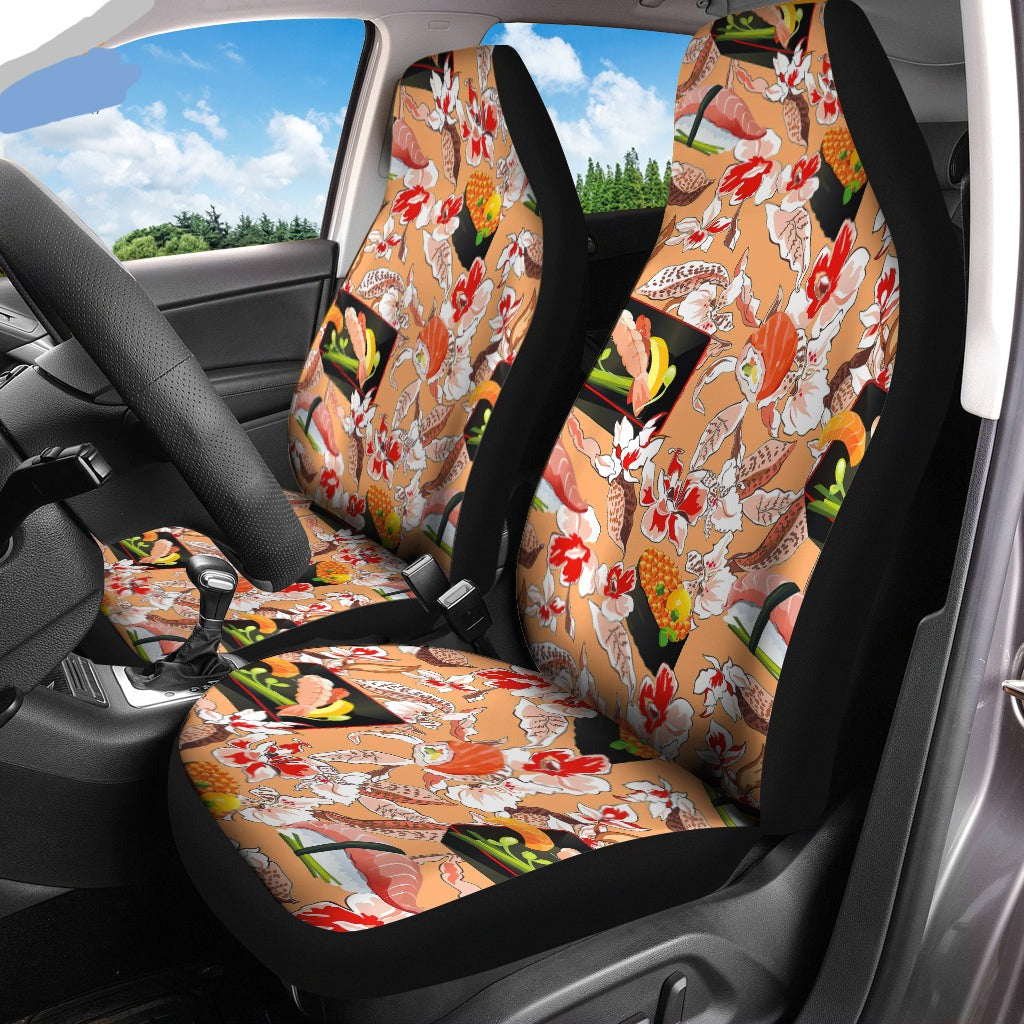 Japanese Car Seat Covers Japanese Sushi Floral Pattern Seat Covers Orange