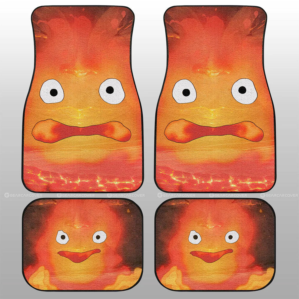 SGhibli Car Mats SGhibli Howl's Moving Castle Calcifer Car Floor Mat Orange