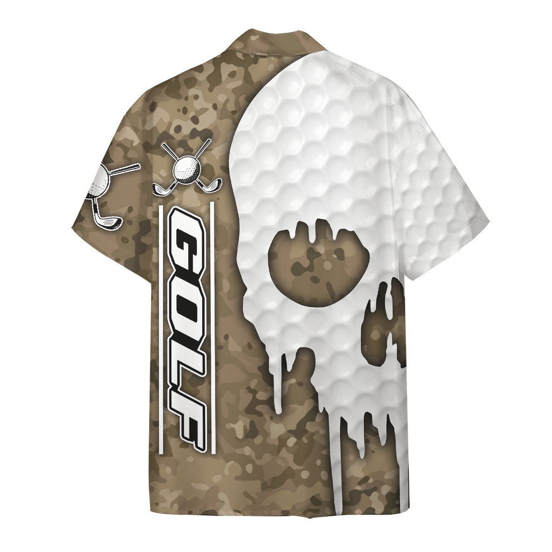 Golf Hawaii Shirt Skull Camo Golf Ball Skin Pattern Hawaiian Shirt White Brown Unisex