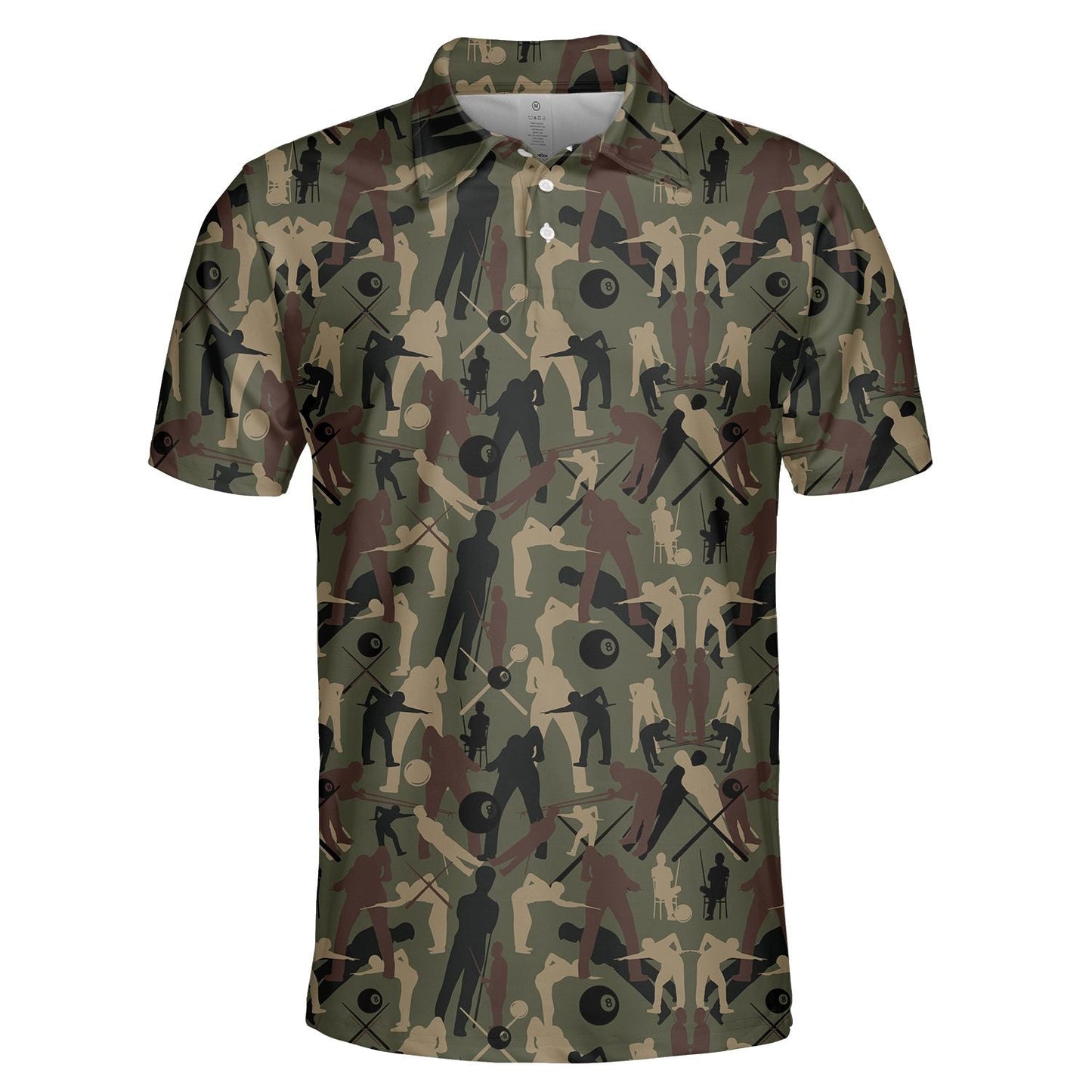 Billard Polo Shirt Camouflage Billiard Player Silhouette Pattern Boys Polo Shirts Green