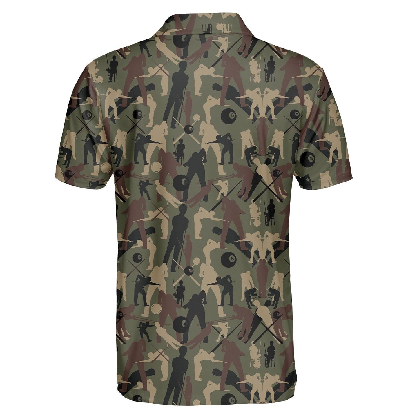 Billard Polo Shirt Camouflage Billiard Player Silhouette Pattern Boys Polo Shirts Green