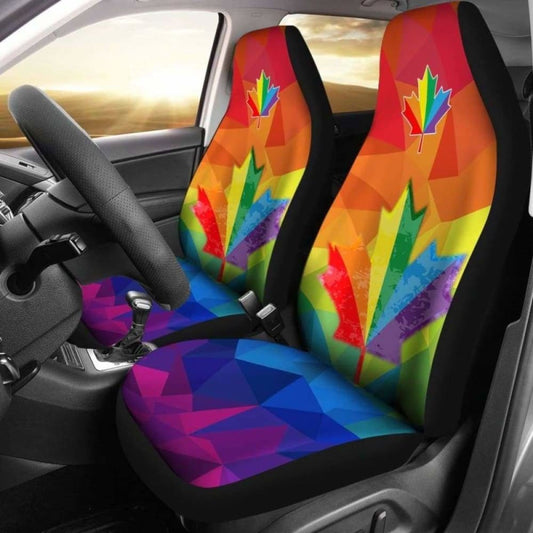 LGBT Car Seat Covers Canada Maple Leaf LGBT Pride Seat Covers Colorful
