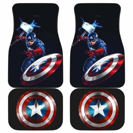 MV Car Floor Mats MV Captain America With Mjolnir And Shield Car Mats