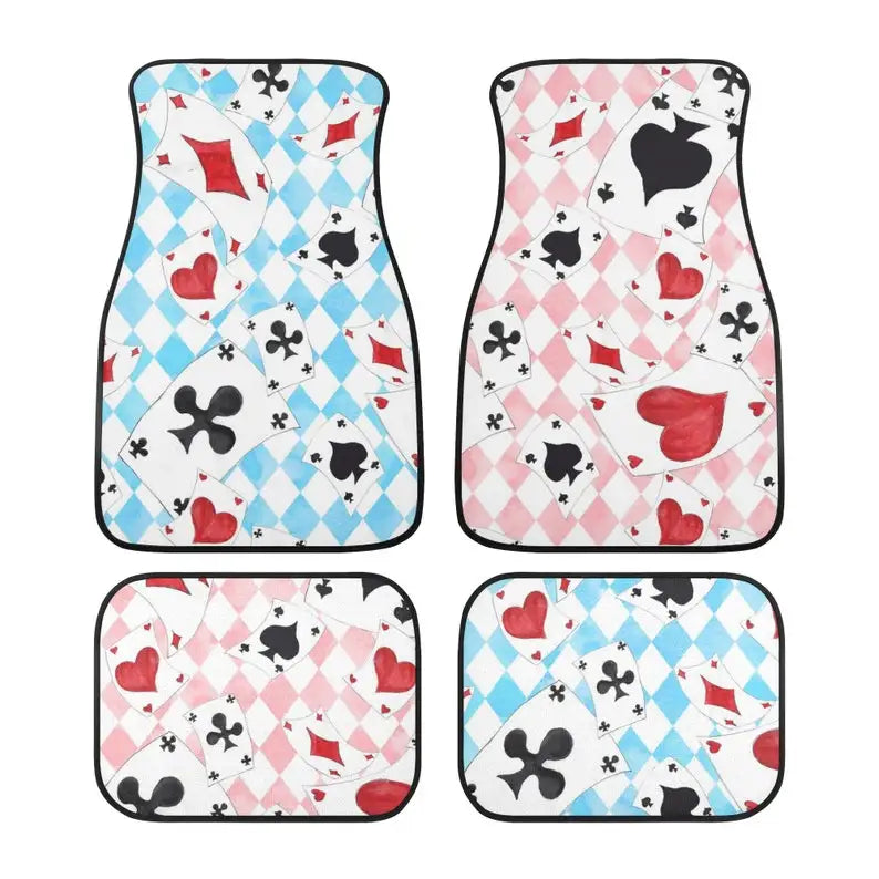 Alice In Wonderland Car Mats Alice in Wonderland Cards Pattern Car Floor Mats Red Blue