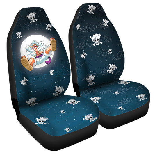 One Piece Car Seat Covers Gear 5 Luffy One Piece Pattern Seat Covers Blue White