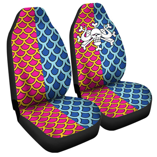 One Piece Car Seat Covers Kaido Pattern Symbol One Piece Seat Covers Pink Blue