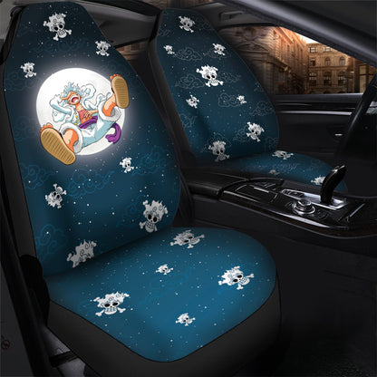 One Piece Car Seat Covers Gear 5 Luffy One Piece Pattern Seat Covers Blue White