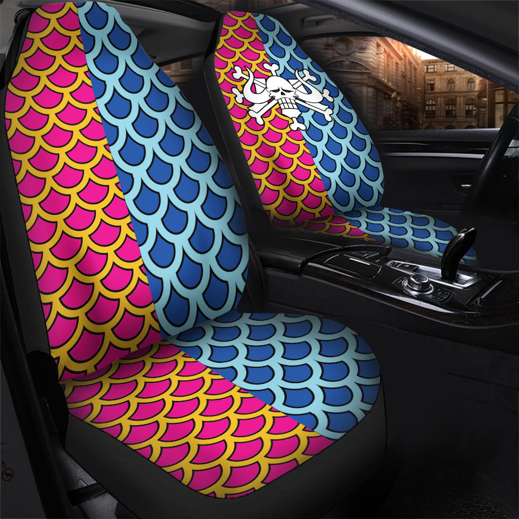 One Piece Car Seat Covers Kaido Pattern Symbol One Piece Seat Covers Pink Blue