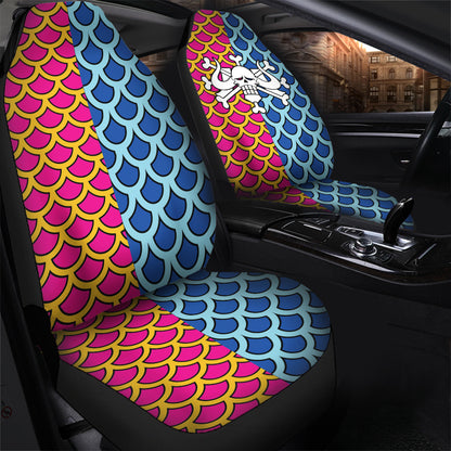 One Piece Car Seat Covers Kaido Pattern Symbol One Piece Seat Covers Pink Blue