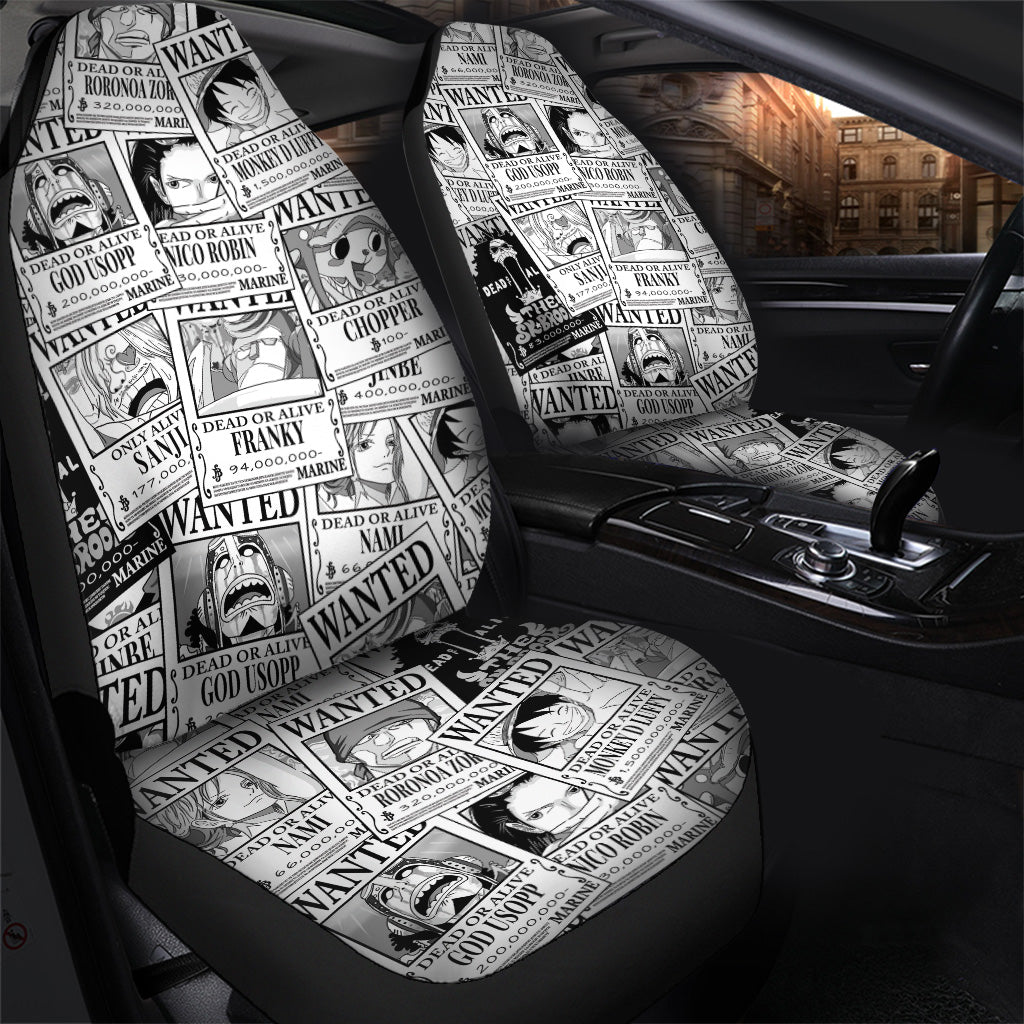 One Piece Car Seat Covers Straw Hat Wanted Poster One Piece Seat Covers White