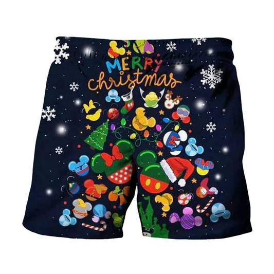 DN Shorts DN Characters Merry Christmas Beach Shorts Black