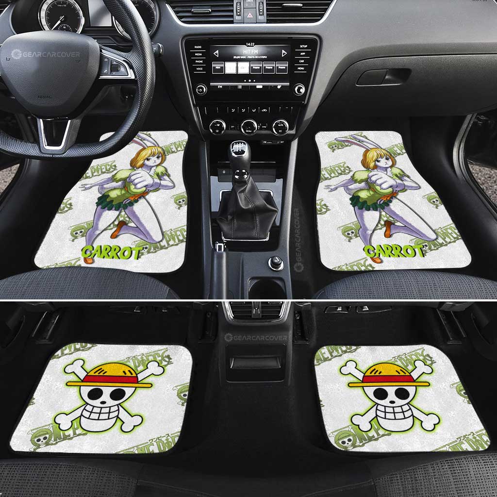 One Piece Car Mats One Piece Carrot Graphic Straw Hat Jolly Roger Symbol Car Floor Mats White Green