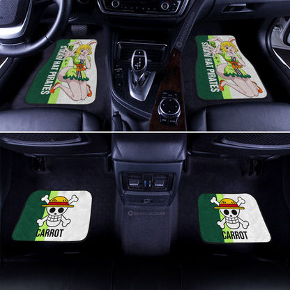 One Piece Car Mats Carrot Straw Hat Pirate Graphic Car Floor Mats White Green