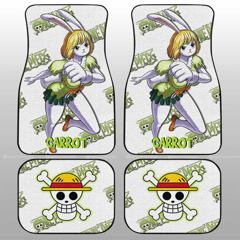 One Piece Car Mats One Piece Carrot Graphic Straw Hat Jolly Roger Symbol Car Floor Mats White Green