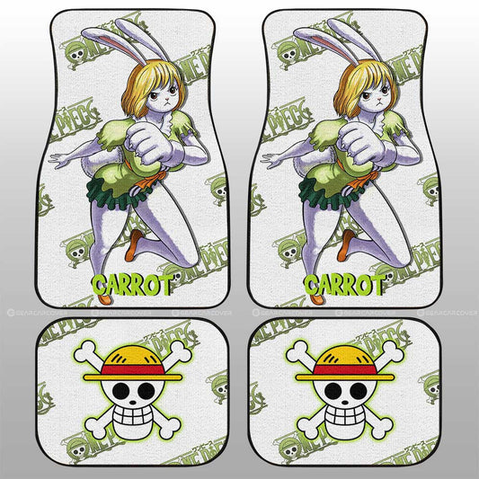One Piece Car Mats One Piece Carrot Graphic Straw Hat Jolly Roger Symbol Car Floor Mats White Green